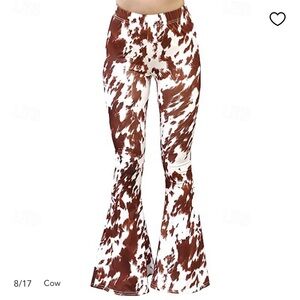 Cow Print Flared Pants